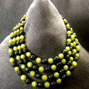 4 Strand 2 Tone Green Beaded Necklace.